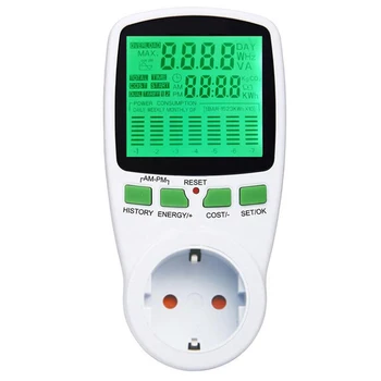 

AC Power Meters Digital Wattmeter EU Energy Meter Watt Monitor Electricity Cost Diagram Measuring Socket EU Plug
