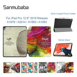 Sanmubaba чехол для планшета для Apple iPad Pro 12,9 дюймов 2018 выпуска PU кожаный флип-стенд смарт-чехол Coque авто сна/Пробуждение a198
