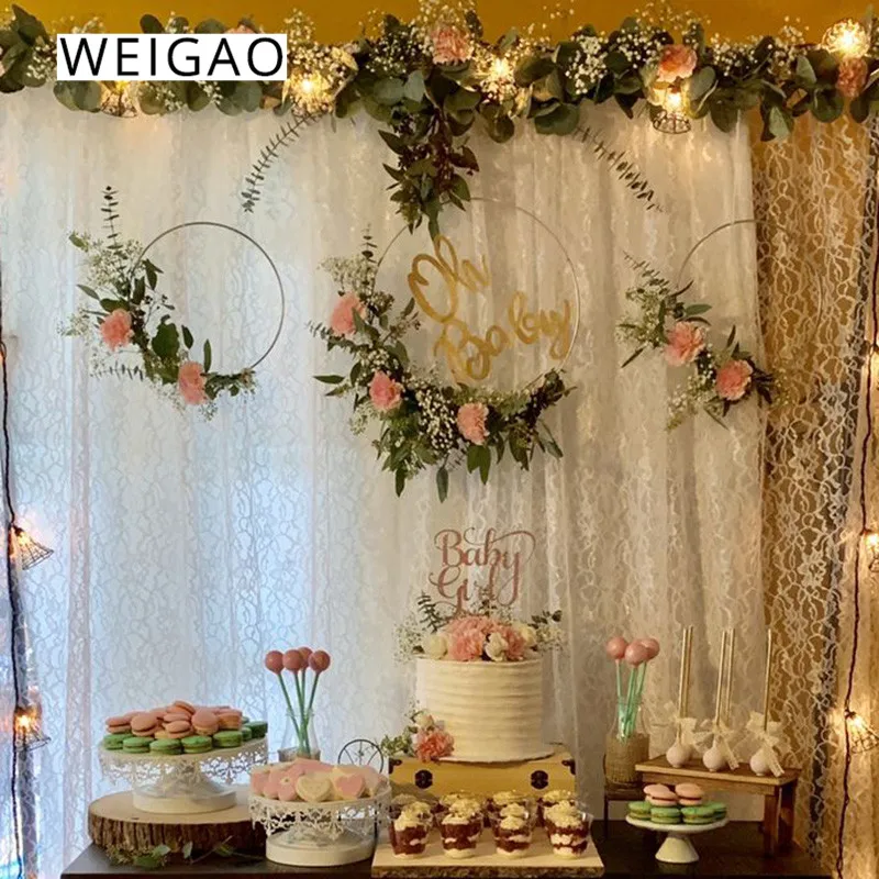 $0.58 WEIGAO 10-40cm Baby Shower Flowers Catcher Hoop Garland Wreath Gold Iron color Metal Wreath Ring Christmas Wedding Decorations