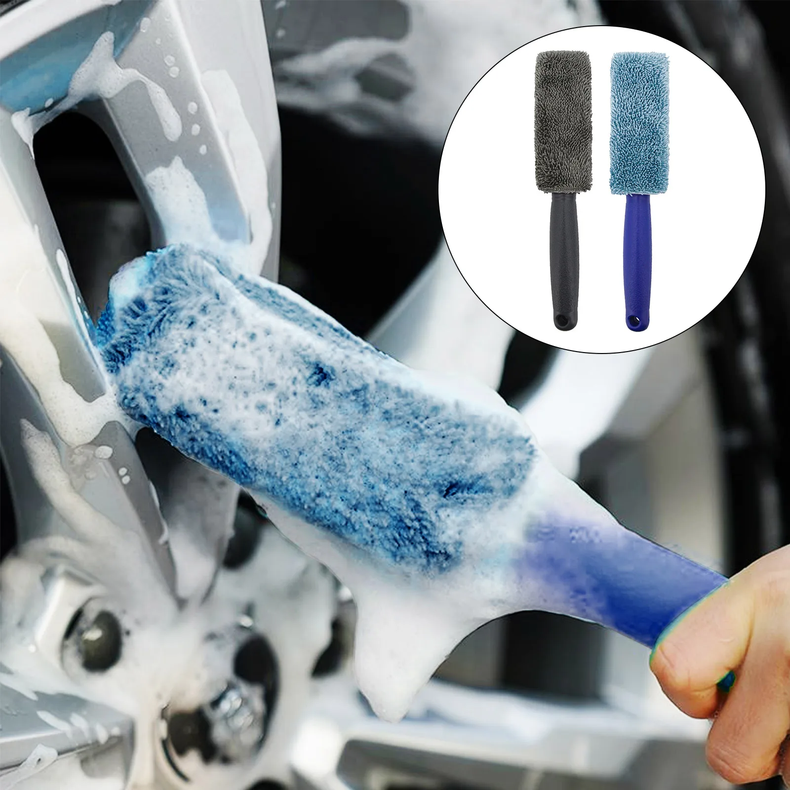 

Car Wash Portable Microfiber Wheel Tire Rim Brush Car Wheel Wash Cleaning For Car With Plastic Handle Auto Washing Cleaner Tools