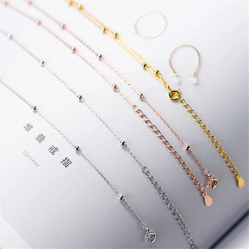 WANTME Genuine 100% 925 Sterling Silver Cross Chain Glossy Bead Choker Necklace Women Minimalist Fine Jewelry Cute Accessories - Image 2
