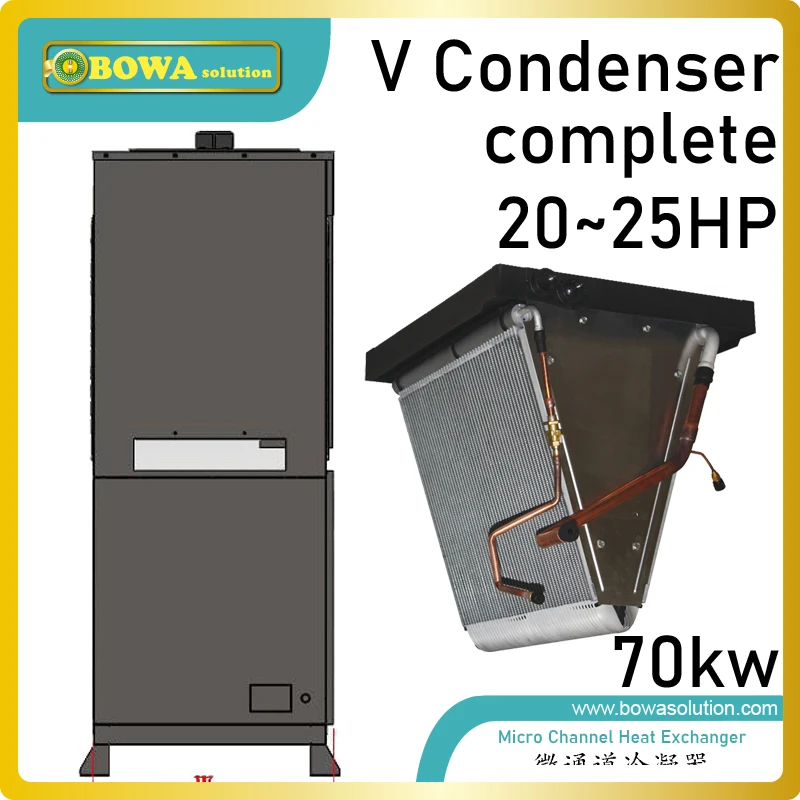 

70kw V shape micro-channel condenser complete combines resource and energy efficiency with minimal use of refrigerants