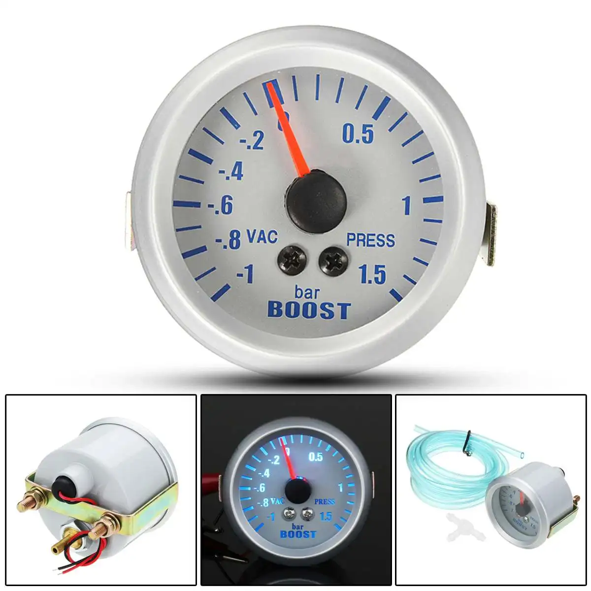 2'' 52mm Car Truck Mechanical Boost Turbo Vacuum Pointer Gauge BAR Blue LED White Phantom Universal 12V Meter Type R | Автомобили