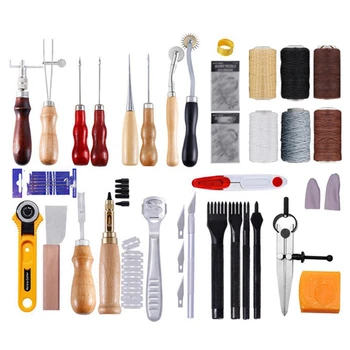 

Professional Leather Craft Tool Kit Hand Stitch Sewing Punch Engraving Work Leather Craft Tool Set Accessories