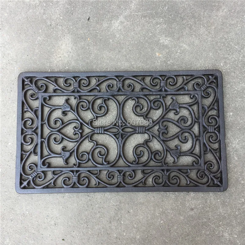  Cast Iron Door Mat Small Durable Decorative Outdoor Scroll Doormat Home Kitchen Hallway Accessories - 32694413647