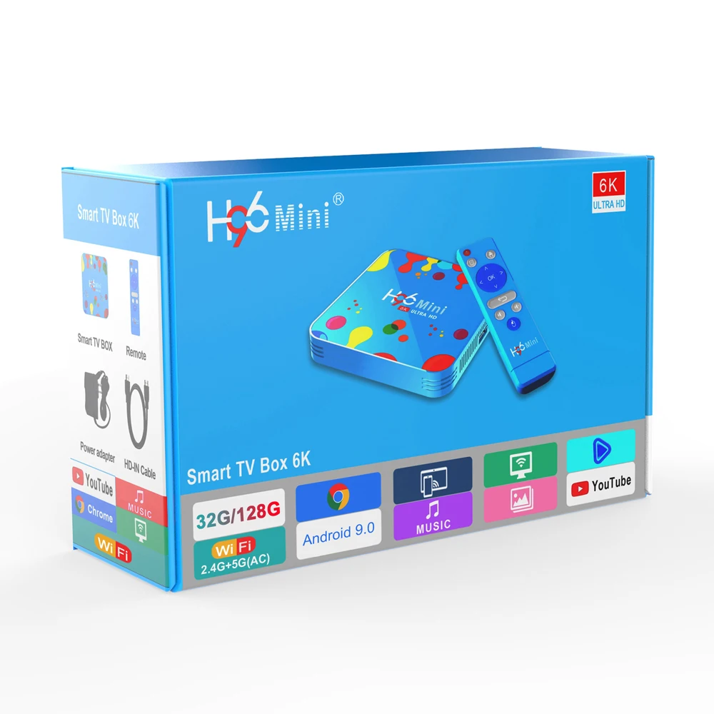 20 шт./лот H96 mini tv box Top Box Media Player Wifi Bt allwinner h6 Smart Android 9 0 128 Гб 4K 32 Гб|ТВ-приставки и