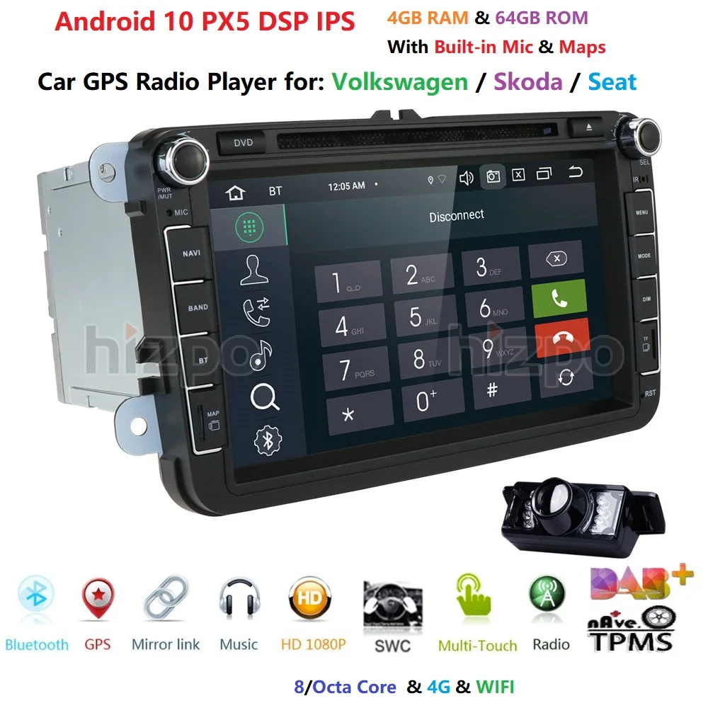 2din android10.0 4gcar dvd для vwpassat b6 b7 golf 5 tiguan polo octavia rapid fabia автомобильный мультимедийный