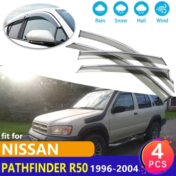 preço 4x Janela Defletores Viseira Ventilação Toldos Guarda Defletor Abrigos Escudo Acessórios Para Nissan Pathfinder Terrano R50 1996 ~ 2004