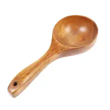 Solid Wood Water Scoop Spoon Soup Spoon Multipurpose Wooden Round Water Ladle Dipper for Home Kitchen