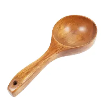 

Solid Wood Water Scoop Spoon Soup Spoon Multipurpose Wooden Round Water Ladle Dipper for Home Kitchen