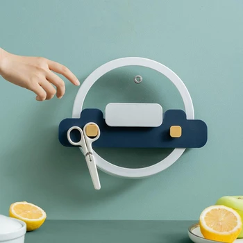

Wall-Mounted Pot Cover Rack Kitchen Storage Rack Adhesive Board Hanging Removal Box Pot Cover Duster Cloth Holder
