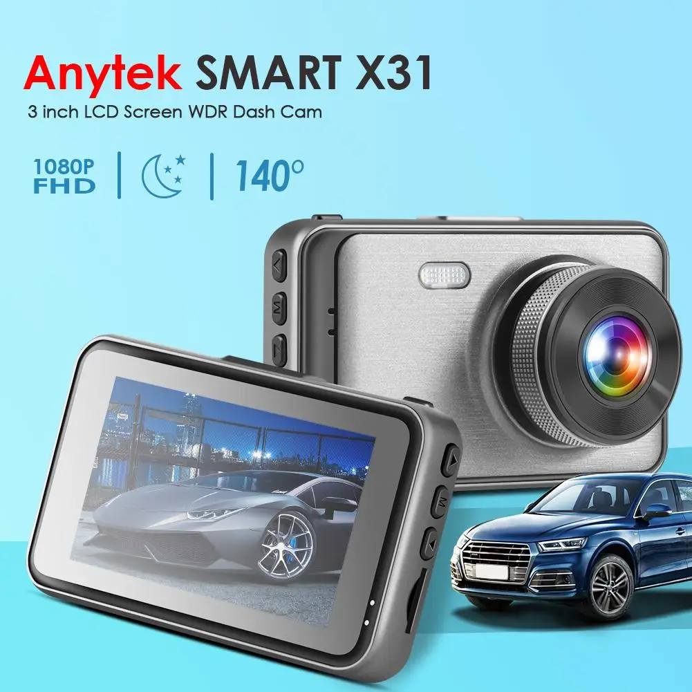 Anytek X31 1080p FHD Автомобильный видеорегистратор Камера для приборной панели