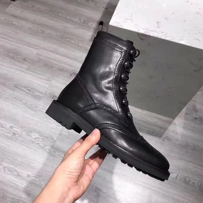 Женские ботинки Mortorcycle Botas Botines Mujer; коллекция года; женская обувь на шнуровке; Новинка; Bota Feminina Trend Botas Mujer; Цвет Черный; Zapatos De Mujer