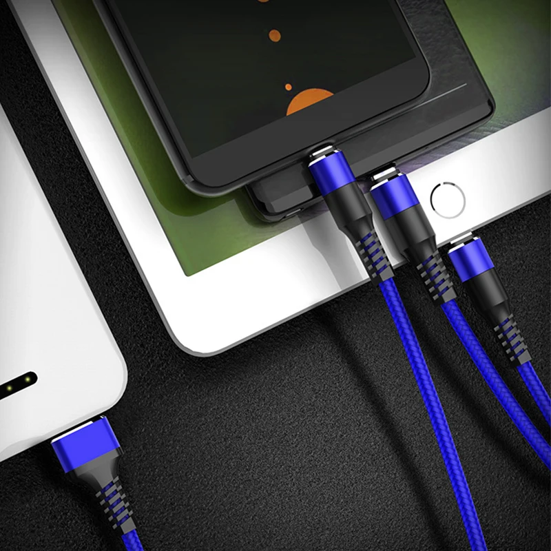 3 в 1 USB кабели для мобильных телефонов для смартфонов 2.5A Быстрая зарядка нейлон проводной с микро-usb кабель для type C iOS зарядное устройство для Android шнур