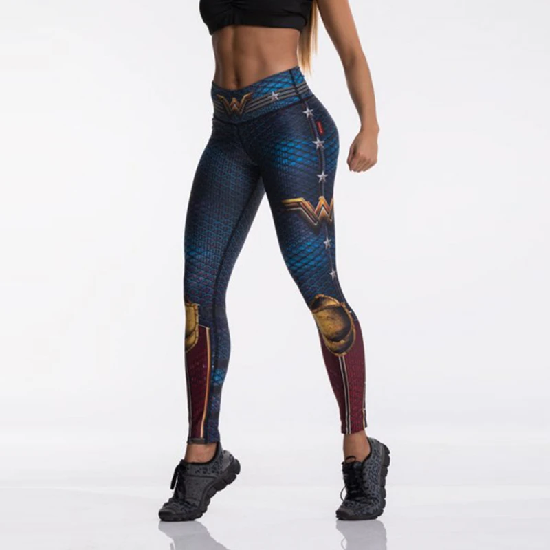 Leggings sportivi da donna Stampa 3D Pantaloni da yoga elastici a vita alta Leggins da supereroe Palestra Fitness Collant da corsa Pantaloni Abbigliamento sportivo Donna - Image 2