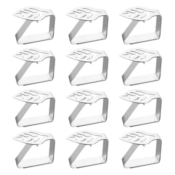

12 Pcs Thickened Stainless Steel Tablecloth Holders Kitchen Tablecloth Clips Non-Slip Table Clips, Leaf