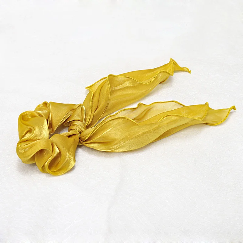 yellow 12 шт., однотонная цветная атласная ткань, пароварка для волос, кольцо для волос для женщин и девочек, аксессуары для волос с милым бантом, резинки для волос - Цвет: yellow