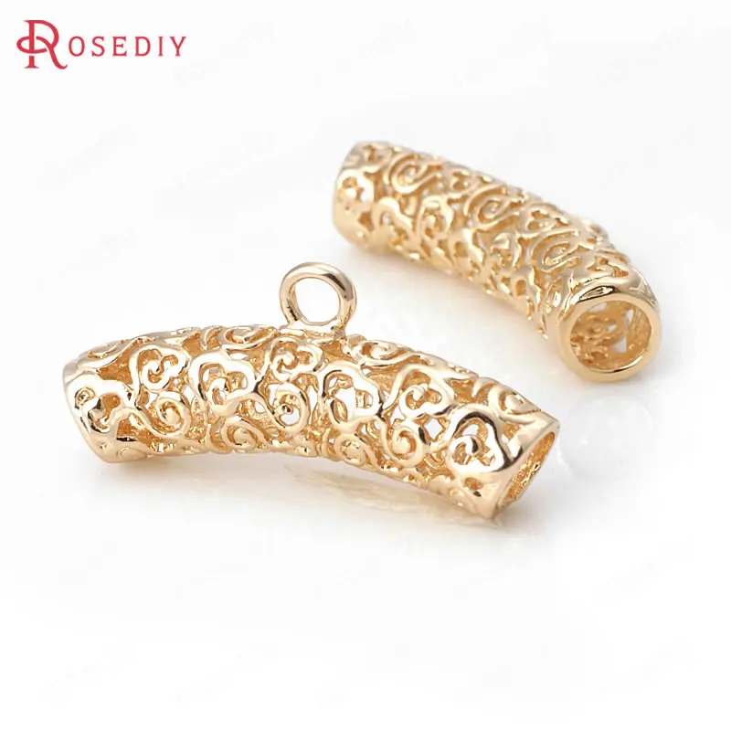 

(D155)4 pieces 31x8mm High Quality Champagne Gold Color Brass Cloud Curved Tube Charms Pendants Connector High Quality