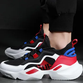

Platform Shoes For Men Male Casual Shoes Breathable Lightweight Lace-Up Sneakers Mesh Walking Wear-Resistant Footwear