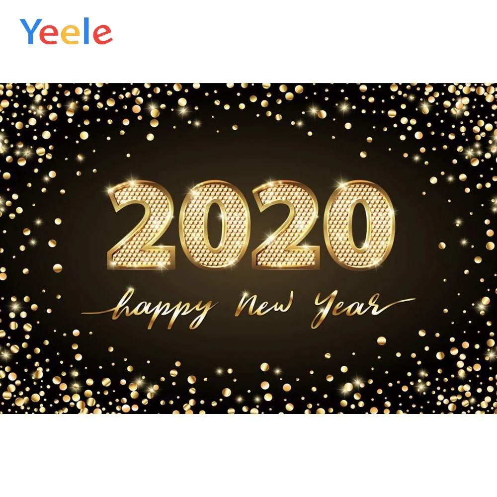 Счастливый 2020 Новогодний фейерверк фон золотые точки блестящая фотография для