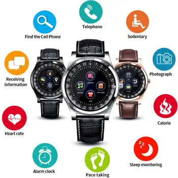 

Smart Watch Bluetooth Round Screen Smartwatch Support SIM TF Card Sleep Tracker Waterproof Watch Wristband for Men