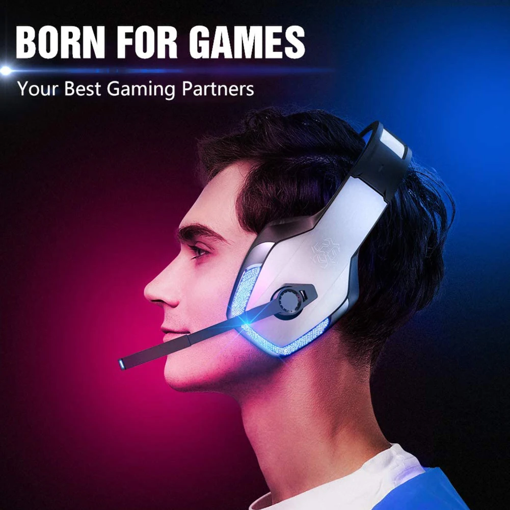 Adjustable Bass Stereo Gamer Headset Wired Earphone Outdoor Enjoyable Led Light Gaming Headphones Earphone Ornament