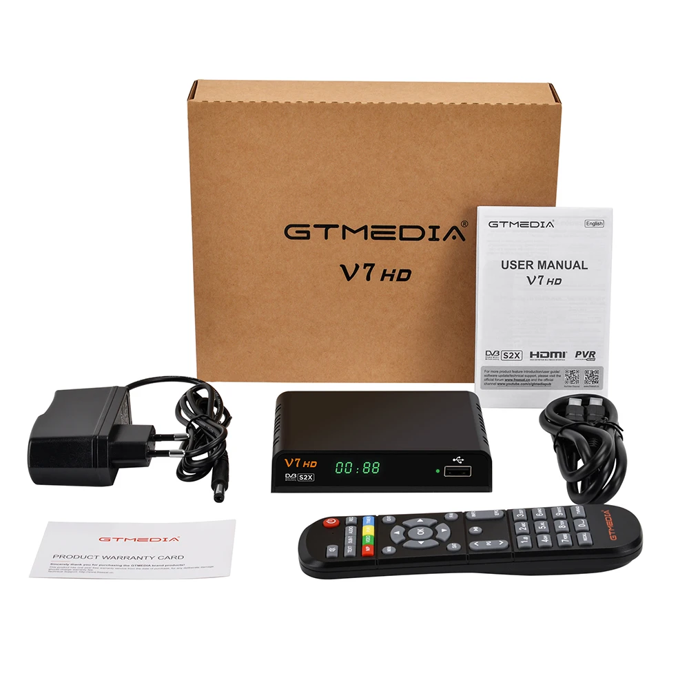 GT Media V7S HD FTA Receptor de TV satelital Free to Air DVB-S / S2  Decodificador