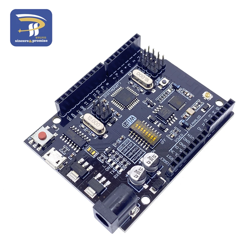 UNO + Wi Fi R3 ATmega328P ESP8266 CH340 (32Мб оперативной памяти) 6 9V USB TTL CH340G для Arduino NodeMCU WeMos один