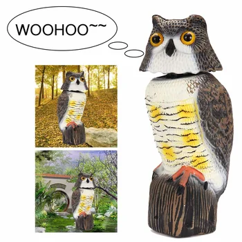 

Fake Owl Decoy 360° Rotating Sound Type Decoy Bird Repellent Pest Repellent Control Scare Crow Garden Yard Realistic Bird Decor