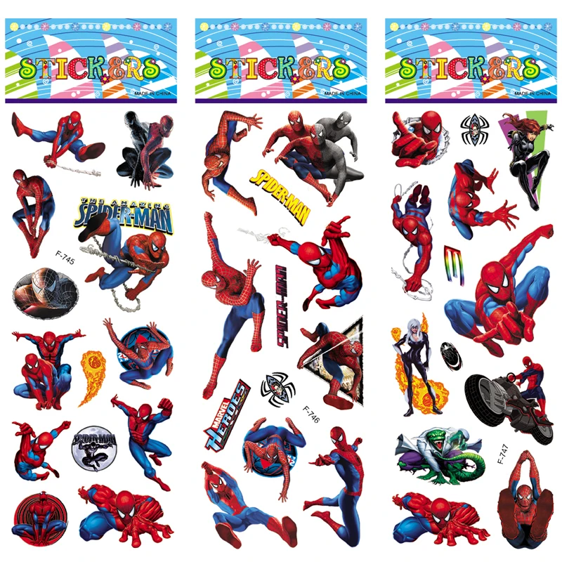 12 листов в партии, 3D Наклейка на стену с супергероем, человеком-пауком, s игрушки, сделай сам, объемная наклейка с пузырьками, скрапбук, Человек-паук для детей, подарок для мальчиков и девочек