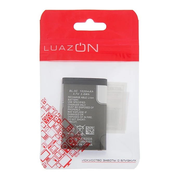 LuazON BL-5C battery, for portable speakers, mobile devices, 3.7 V, 1020 mAh ► Photo 3/6