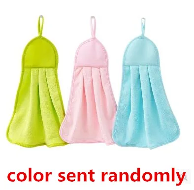 color sent randomly 2 шт. милое плотное полотенце для рук из микрофибры кораллового бархата, мягкая плюшевая ткань для подвешивания, салфетка для протирания кухонных принадлежностей - Цвет: color sent randomly