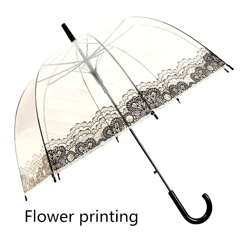 PALONY модный прозрачный Модный узор длинный изогнутый мужской и женский и детский полуавтоматический креативный зонт - Цвет: E