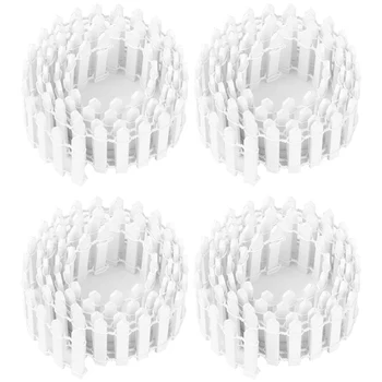 

90cm Long Mini Garden Fence Wooden Fence Decorative Fence Succulent Fence Height 2 Inches 4-Pack (White)