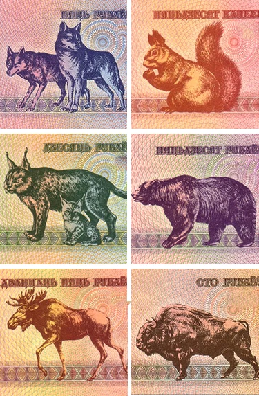 Набор из 6 предметов для сборки в Беларусью Примечания (P1 P4 8) (5 10 25 50 100 рублей
