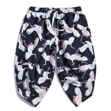 Мужские повседневные обтягивающие спортивные штаны, льняные брюки длиной до середины икры, мешковатые шаровары