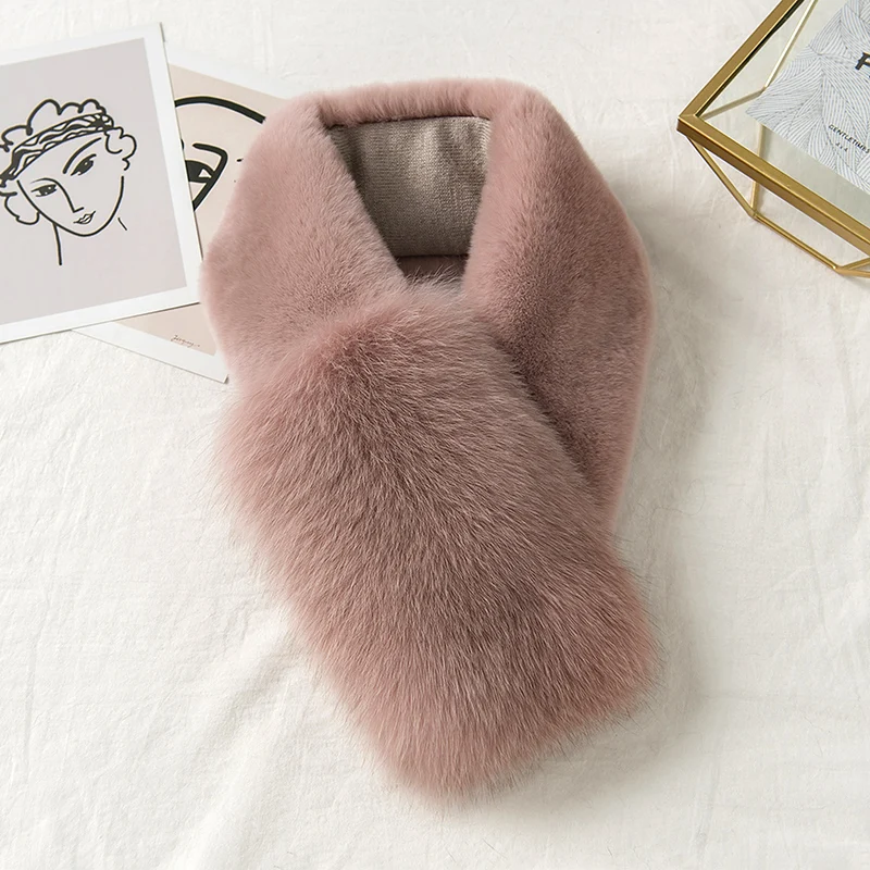 Lantafe Scarf Women Scarf Fur Collar Warm Scarf Widening Thickening Splicing Material Real Rabbit Fur Fox Fur