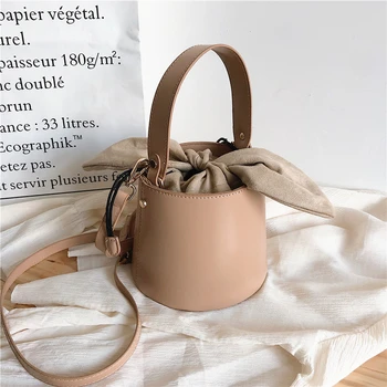 

Burminsa Summer Cylinder Small Crossbody Bags For Women Vintage Bucket Girls Handbags Bowknot Female Shoulder Bags 2020 BOX PACK
