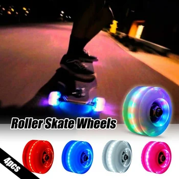 

4 pcs/set Roller Skate Wheels Led Sliding Skating Luminous Light Up Quad Roller Skate Wheels With Bankroll Bearings Installed