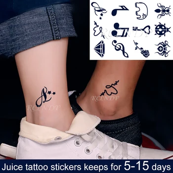 

Waterproof Temporary Juice Tattoo Sticker Elephant Insect Rose Diamond Music Symbol Flash Tatoo Fake Tatto Art for Men Women