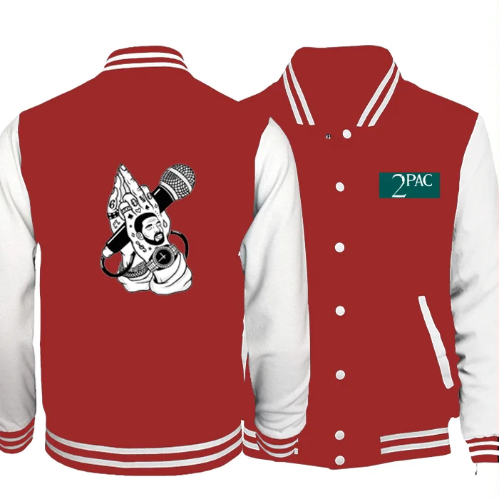 

Fashion Tupac Shakur Foreign eight color men's baseball shirt baseball cardigan jacket short paragraph Slim collar sweater brush