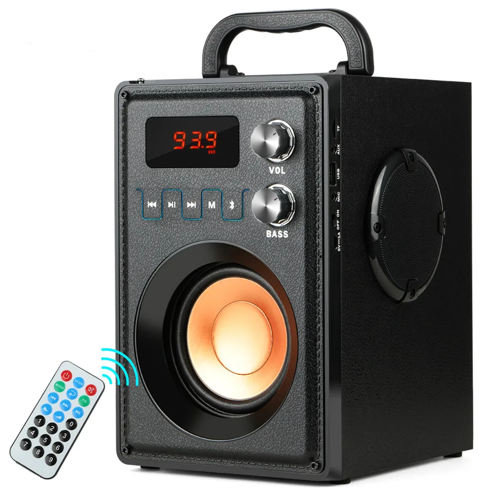 

20W Big Power Bluetooth Speaker Portable Wireless Stereo Bass Subwoofer Speakers Support Remote Control FM Radio TF AUX