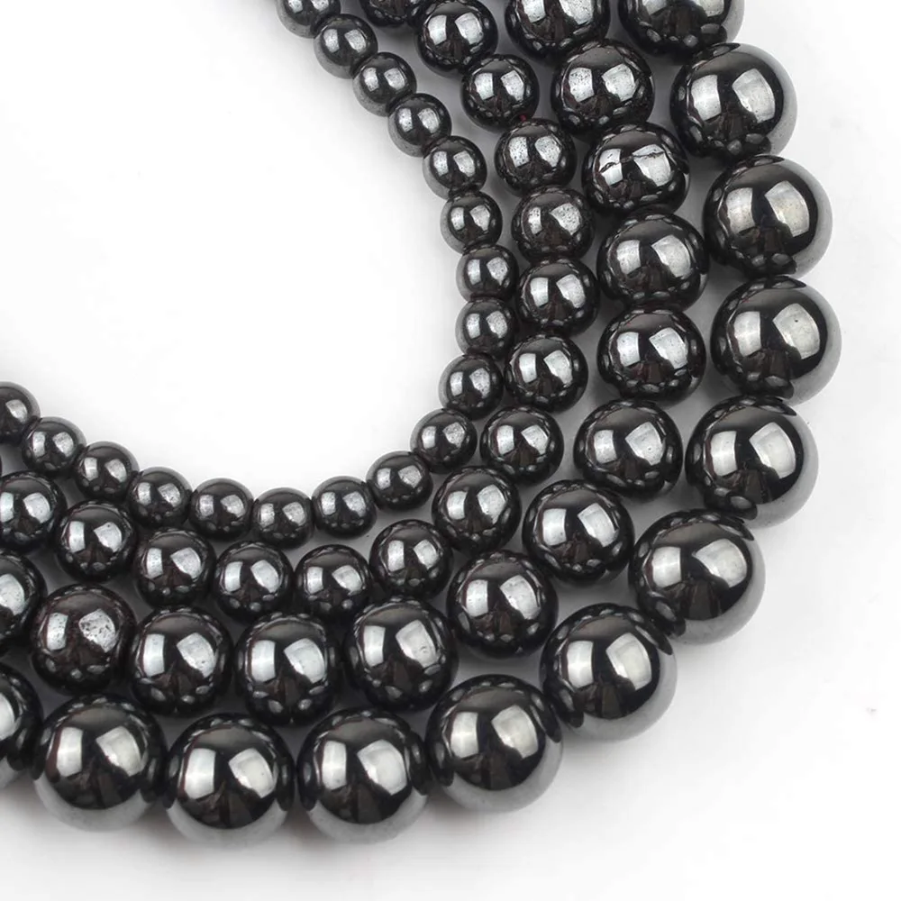4/6/8/10/12MM Hematite Round Beads for DIY Making Jewelry Bracelet Necklace Loose Balls Sphere Stone NO Magnetic Rainbown Gold | Украшения