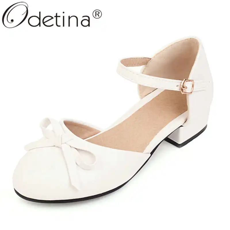 

Odetina Women Fashion Block Mid Heel Non-slip Sweet Casual Shoes Ladies Buckle Strap Bow Ankle Strap Round Toe Mary Janes Shoes