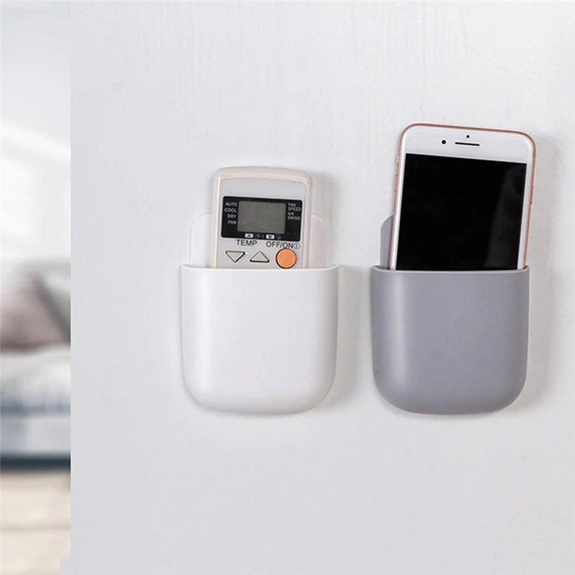 Perforated wall-mounted remote control toothbrush holder practical simple home bedroom convenient remote control hanging shelf