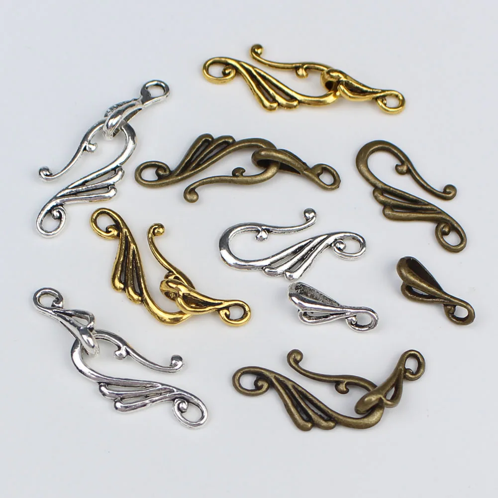 

10 sets/lot Antique Silver Gold Bronze Musical Note Shape Zinc Alloy Toggle Clasps Hooks For DIY Jewelry Making Supplies