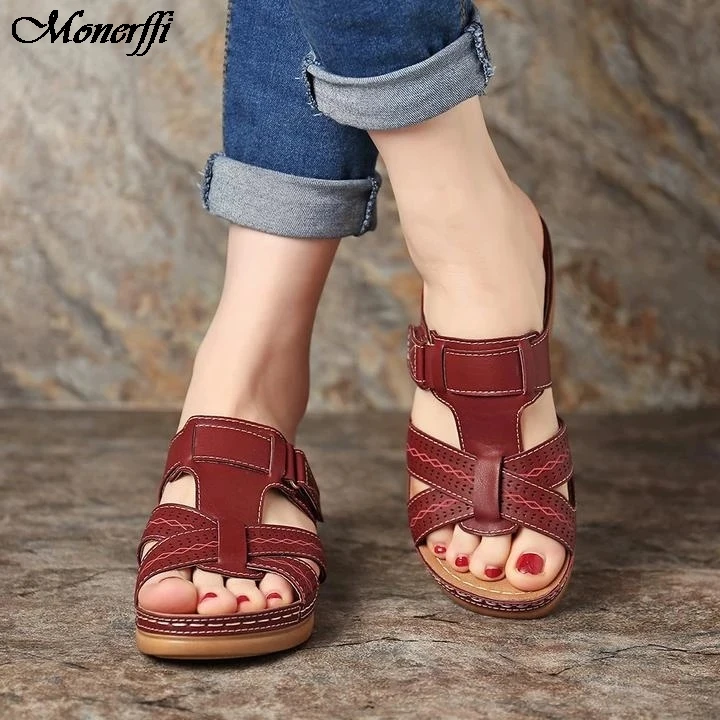 

Women's Summer Open Toe Comfy Sandals Soft Premium Orthopedic Low Heels Walking Sandals Drop Shipping Toe Corrector Cusion