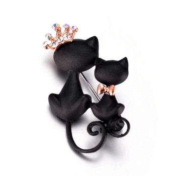 

Mysterious and elegant black cat brooch adorn sweater accessories