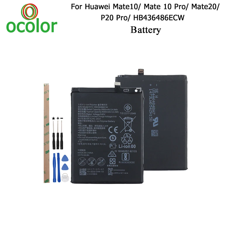 Ocolor для Huawei mate 10 Pro Аккумулятор HB436486ECW 4000mAh высокой емкости + инструменты 20 P20