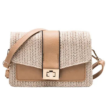 

Mini Summer Women Shoulder Bag Hand Made Exquisiteness Straw Bags Woven Flap Sweet Pastoral Rattan Girls Tote Bag Khaki